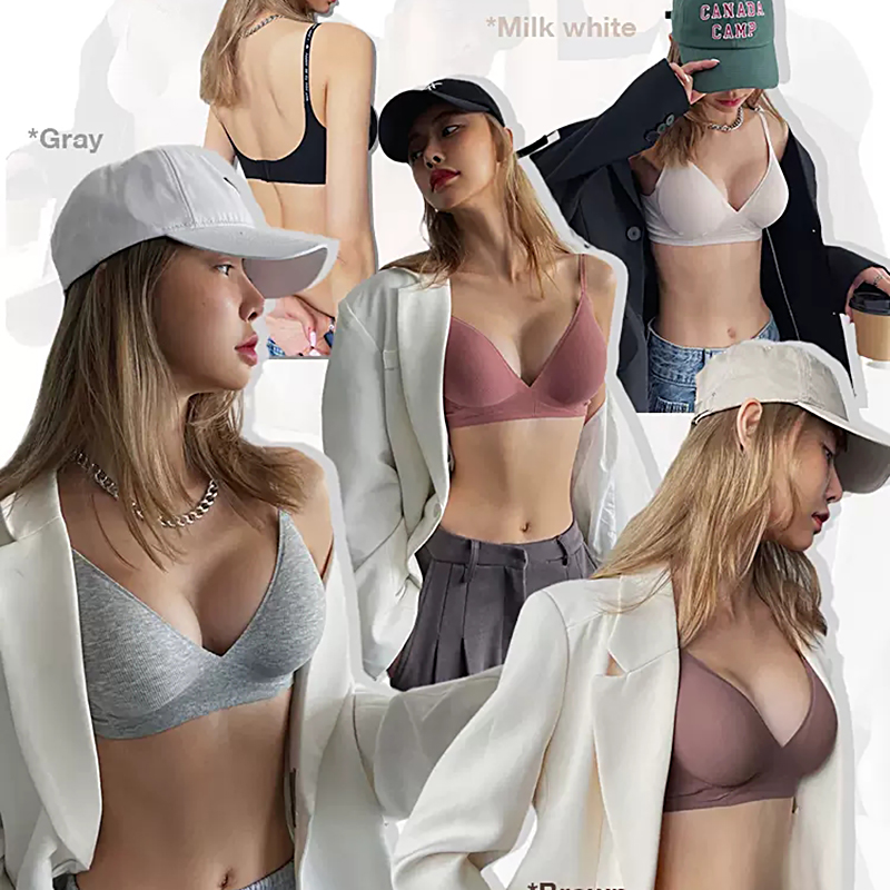 AliExpress FINETOO Women Wireless Bra Deep V Padded Bralette S-XL Trendy Stripe Knitting Bras Sexy Ladies Brassiere Solid Underwear 6 Color, view 2
