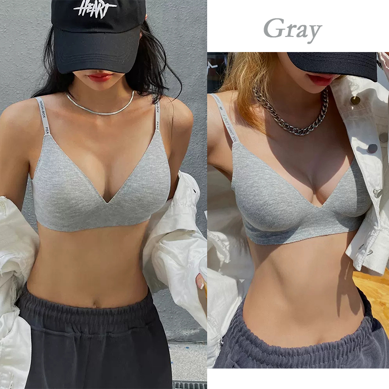AliExpress FINETOO Women Wireless Bra Deep V Padded Bralette S-XL Trendy Stripe Knitting Bras Sexy Ladies Brassiere Solid Underwear 6 Color, view 3