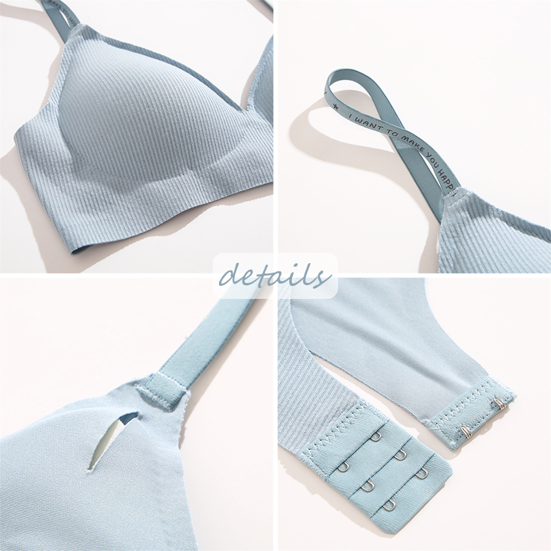 AliExpress FINETOO Women Wireless Bra Deep V Padded Bralette S-XL Trendy Stripe Knitting Bras Sexy Ladies Brassiere Solid Underwear 6 Color, view 5