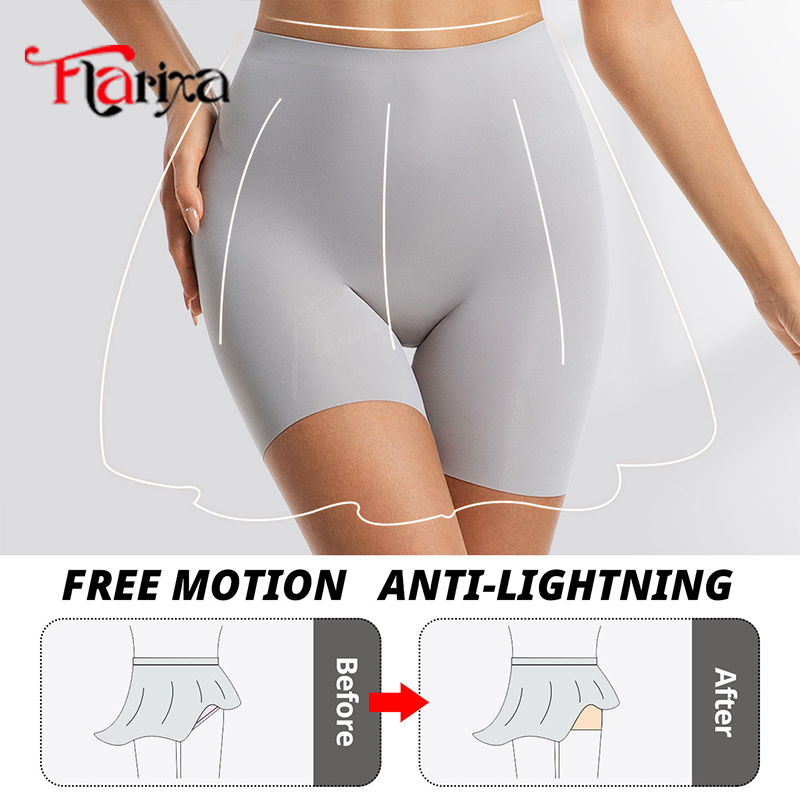 AliExpress Flarixa High Waist Shorts Panties Women Ice Silk Safety Pants Sports Boxers Underwear Anti Friction Thighs Boyshorts No Show, view 3
