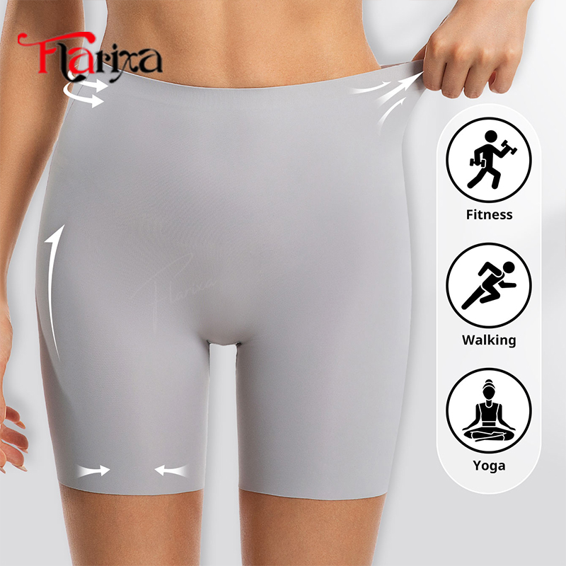 AliExpress Flarixa High Waist Shorts Panties Women Ice Silk Safety Pants Sports Boxers Underwear Anti Friction Thighs Boyshorts No Show, view 5