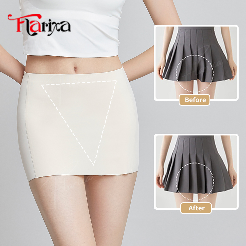 AliExpress Flarixa Ice Silk Safety Shorts Double Layer Invisible Under Skirt Panties Seamless Boyshorts Women Underwear Anti Friction Pants, view 2