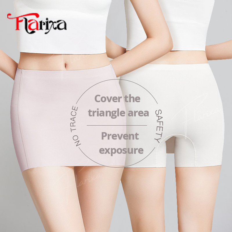 AliExpress Flarixa Ice Silk Safety Shorts Double Layer Invisible Under Skirt Panties Seamless Boyshorts Women Underwear Anti Friction Pants, view 3
