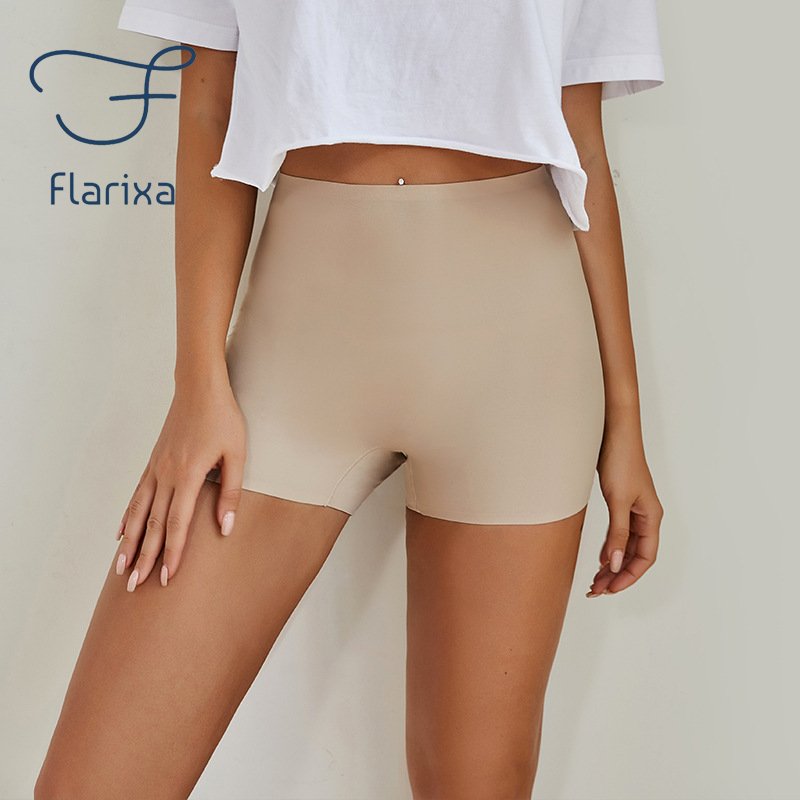 AliExpress Flarixa Safety Pants High Waist Women's Shorts Under The Skirt Ice Silk Seamless Panties Breathable Boxer Briefs Cycling Shorts, view 2