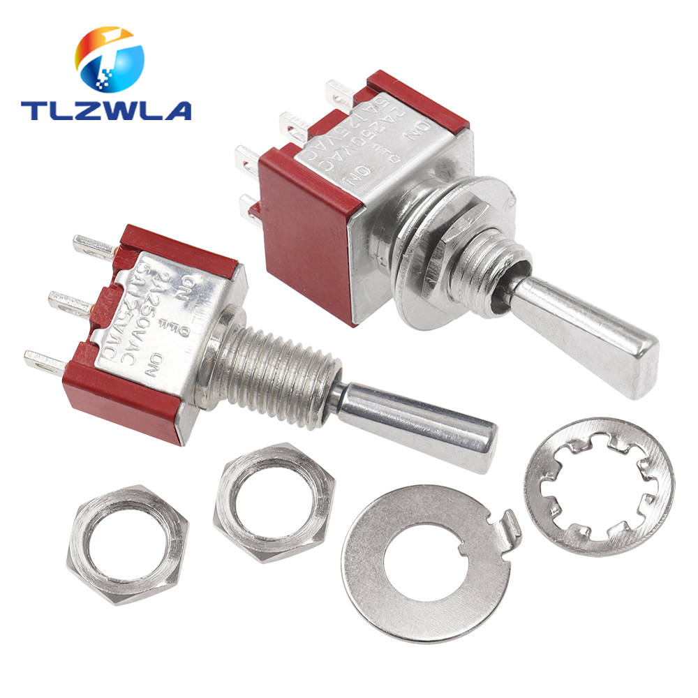AliExpress Flat Handle 6mm Panel Mount Mini Toggle Switch 3/6Pins 2/3 Positions ON OFF ON Locking Momentary RC Model Remote Controlller, view 3