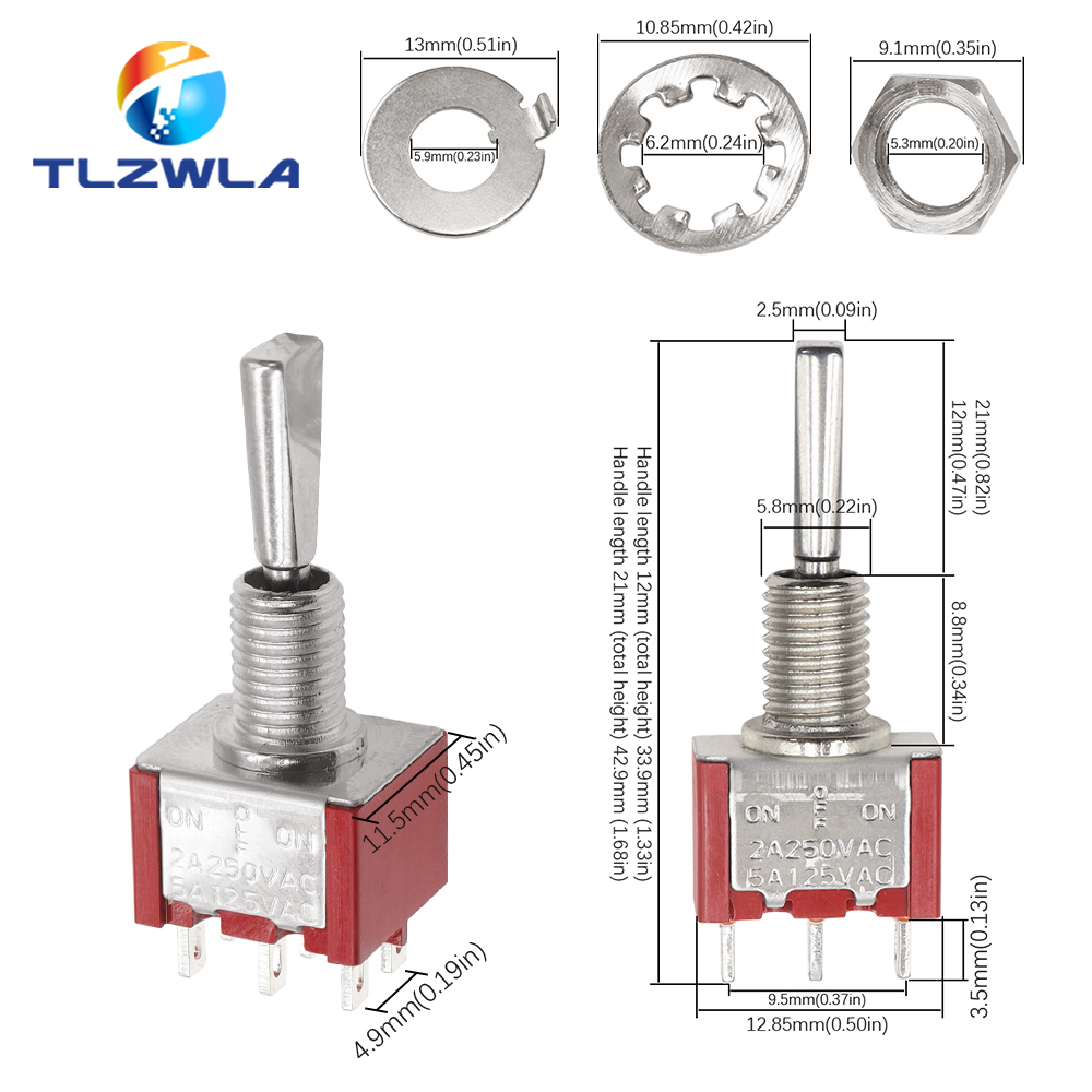 AliExpress Flat Handle 6mm Panel Mount Mini Toggle Switch 3/6Pins 2/3 Positions ON OFF ON Locking Momentary RC Model Remote Controlller, view 6