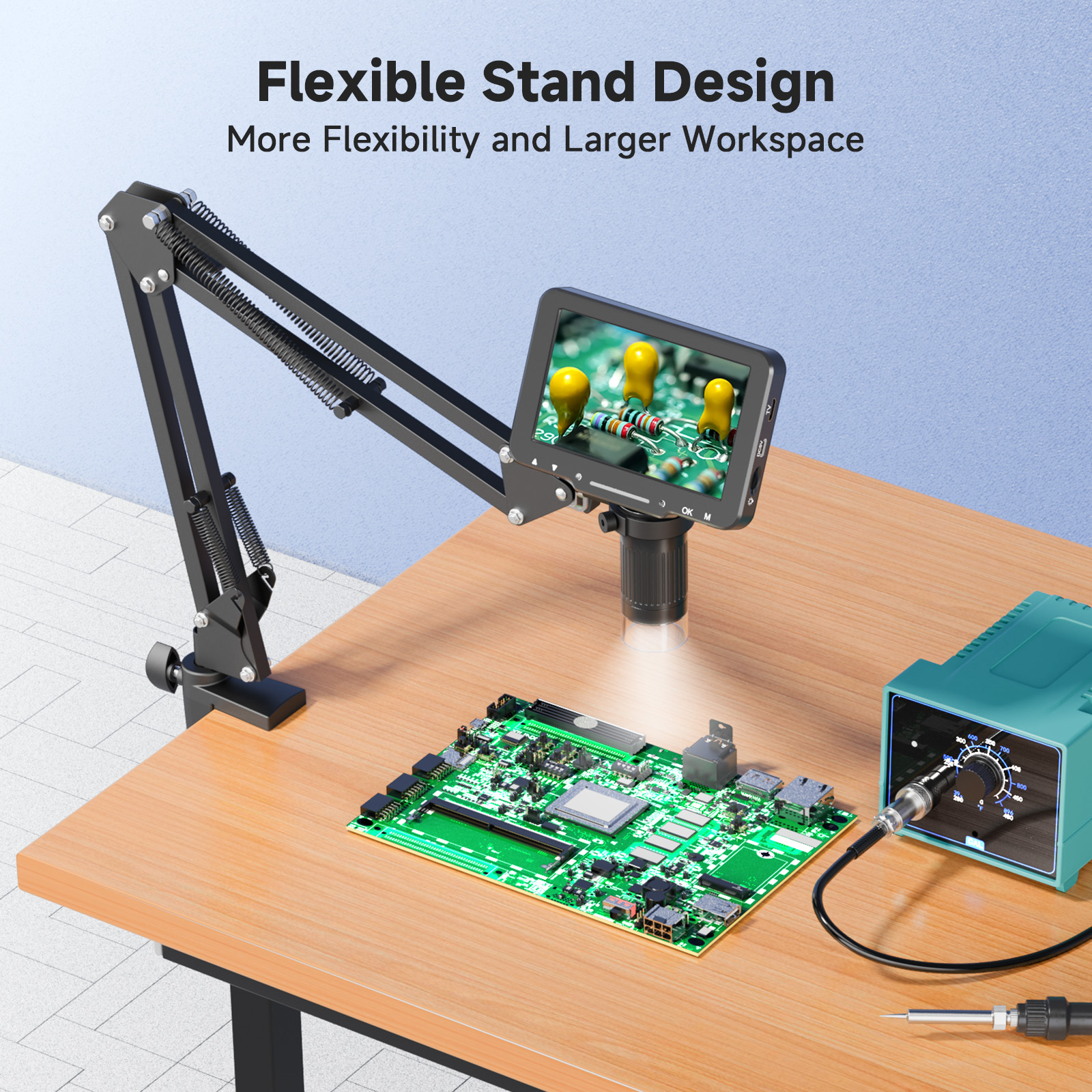 AliExpress Flex Digital Soldering Microscope with 5-Inch Screen, view 2