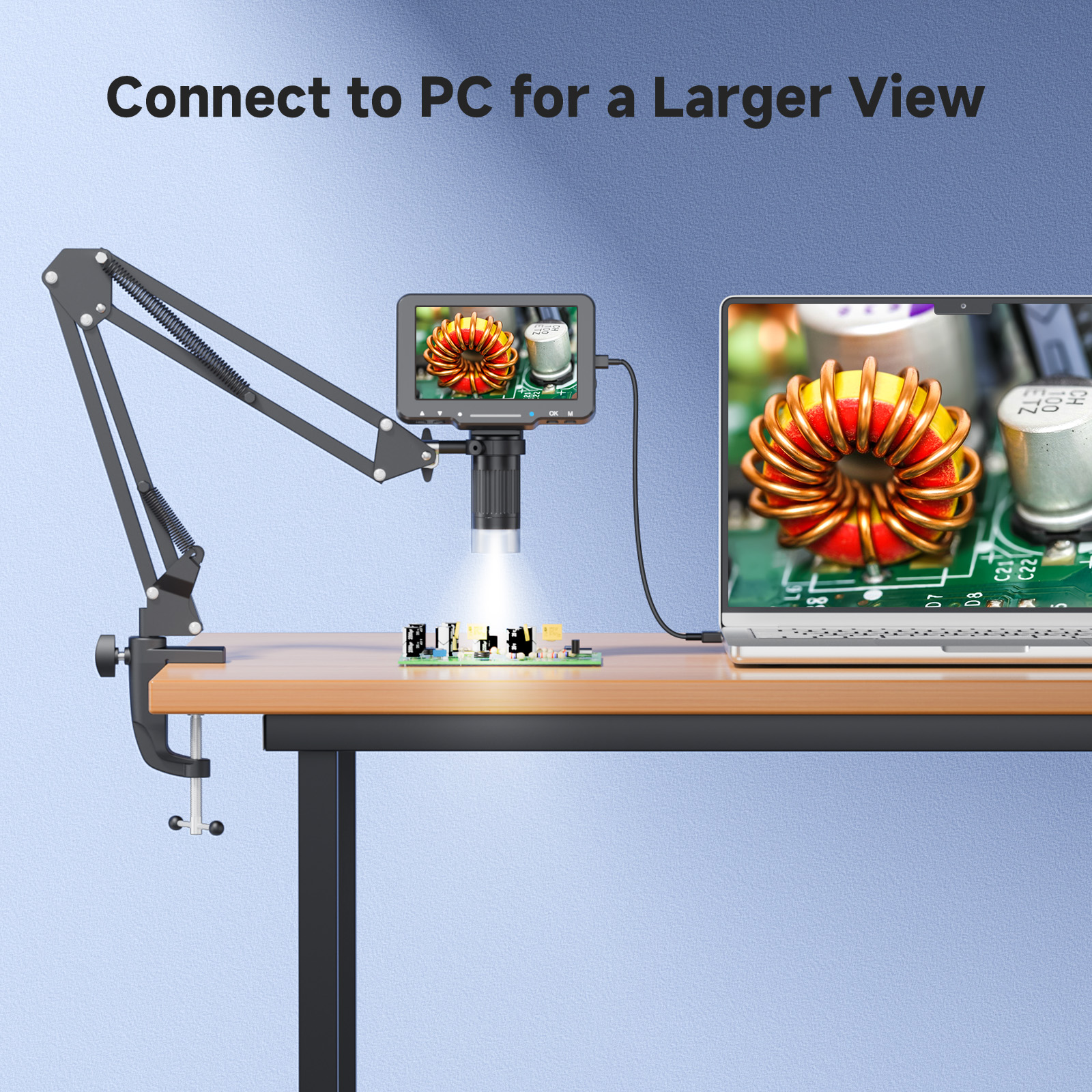 AliExpress Flex Digital Soldering Microscope with 5-Inch Screen, view 3