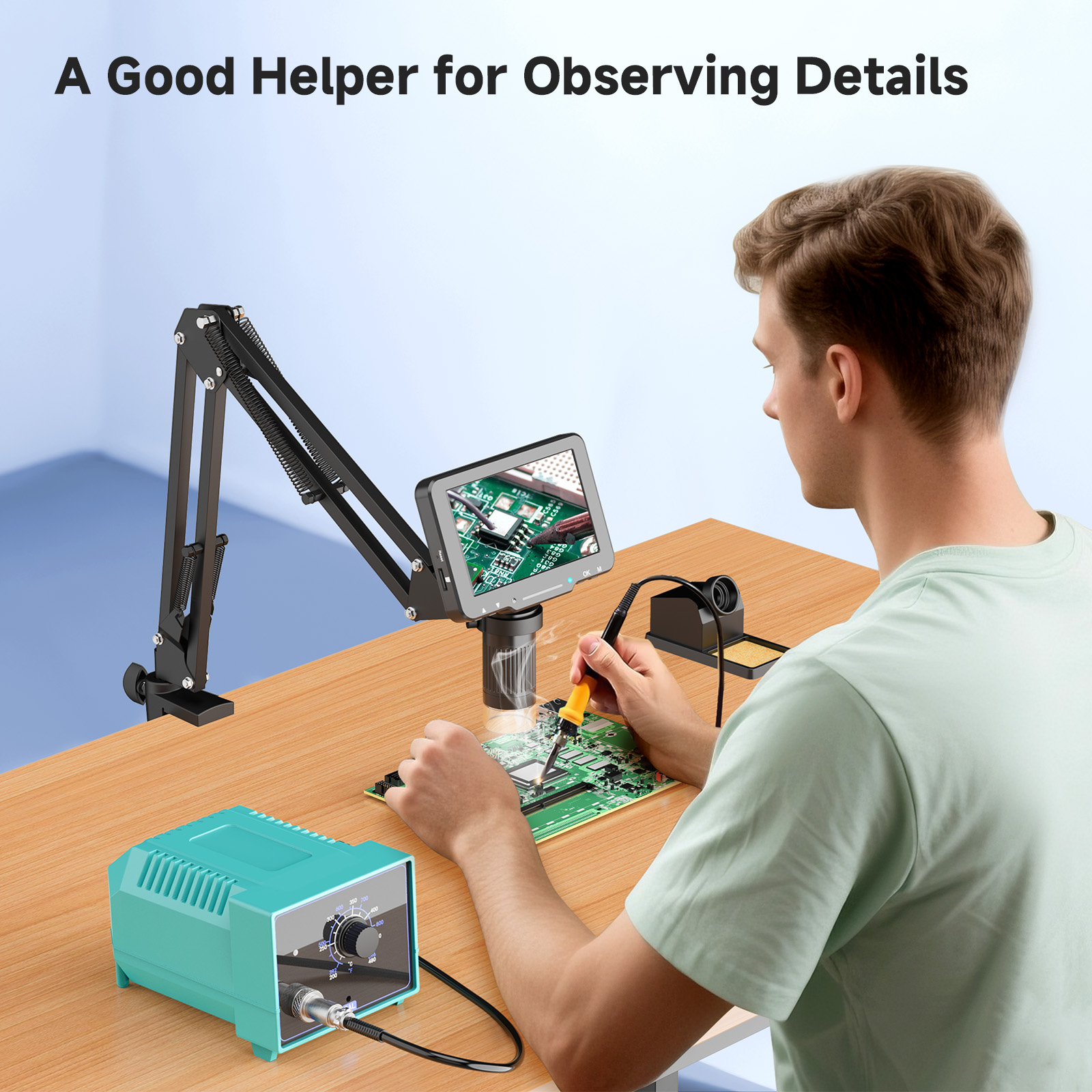 AliExpress Flex Digital Soldering Microscope with 5-Inch Screen, view 5