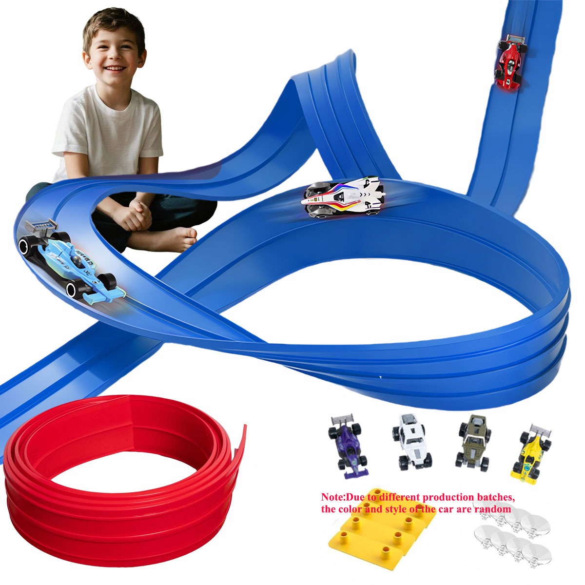 AliExpress Flexible Race Track Children Toys DIY Double-track Racing Car Ramp Compatible 1/64th Cars Portable Rolls Up Boy Christmas Gift