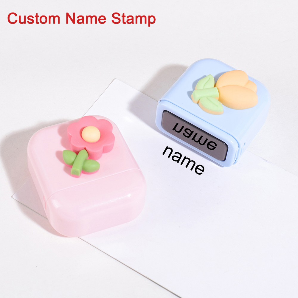AliExpress Flower Custom Kids Name Stamp Signature Customized Text Seal Waterproof Ink Kindergarten Clothing Label Personalized Name Stamp