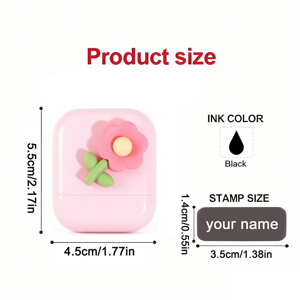 AliExpress Flower Custom Kids Name Stamp Signature Customized Text Seal Waterproof Ink Kindergarten Clothing Label Personalized Name Stamp, view 3