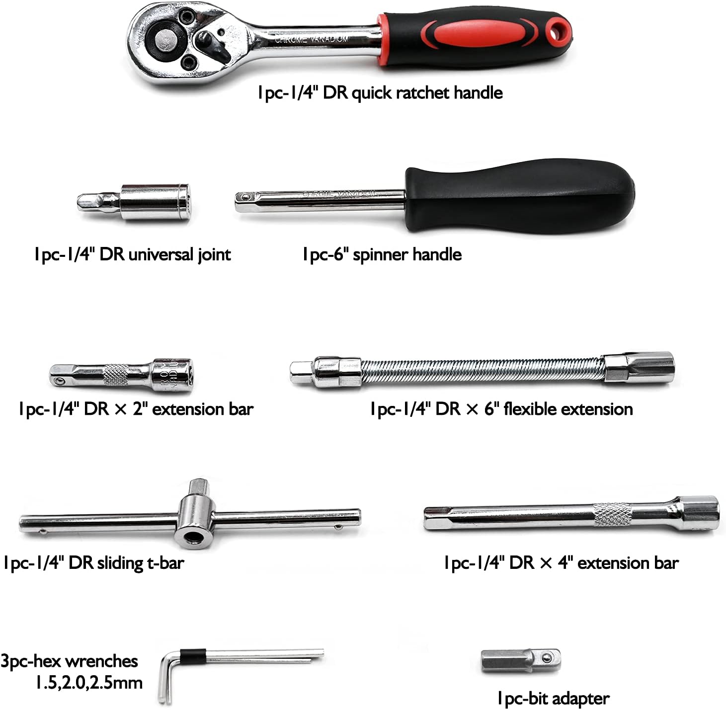 AliExpress FOCSE 46-Piece 1/4 Inch Socket and Ratchet Set, view 3