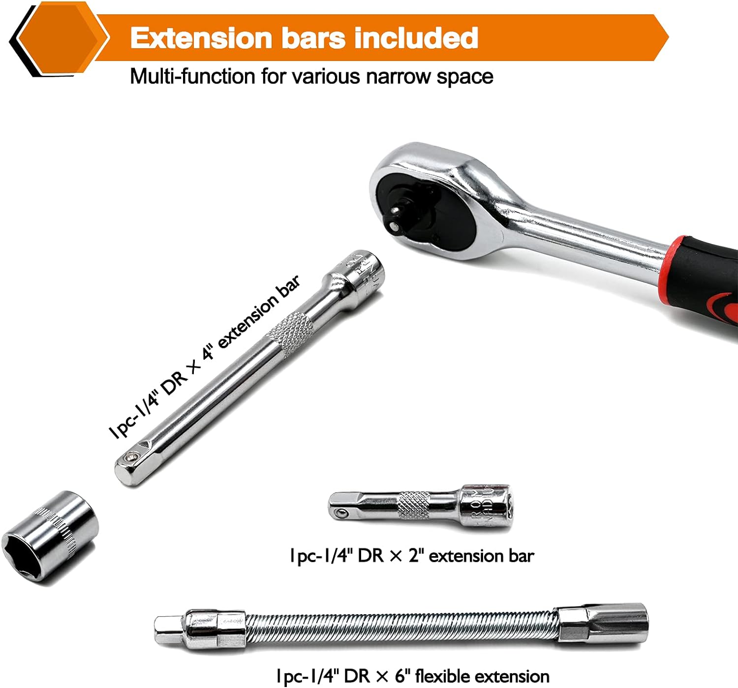 AliExpress FOCSE 46-Piece 1/4 Inch Socket and Ratchet Set, view 5