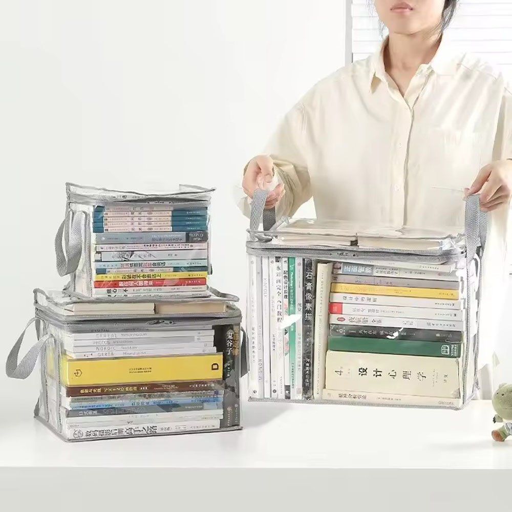 AliExpress Foldable Transparent Storage Organizer Box Collapsible with Handle for Books Toys Office Supplies Dorm Classroom Home