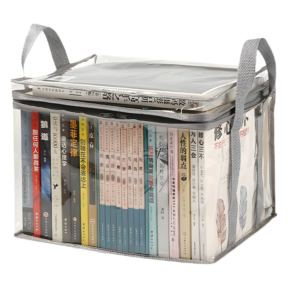 AliExpress Foldable Transparent Storage Organizer Box Collapsible with Handle for Books Toys Office Supplies Dorm Classroom Home, view 6