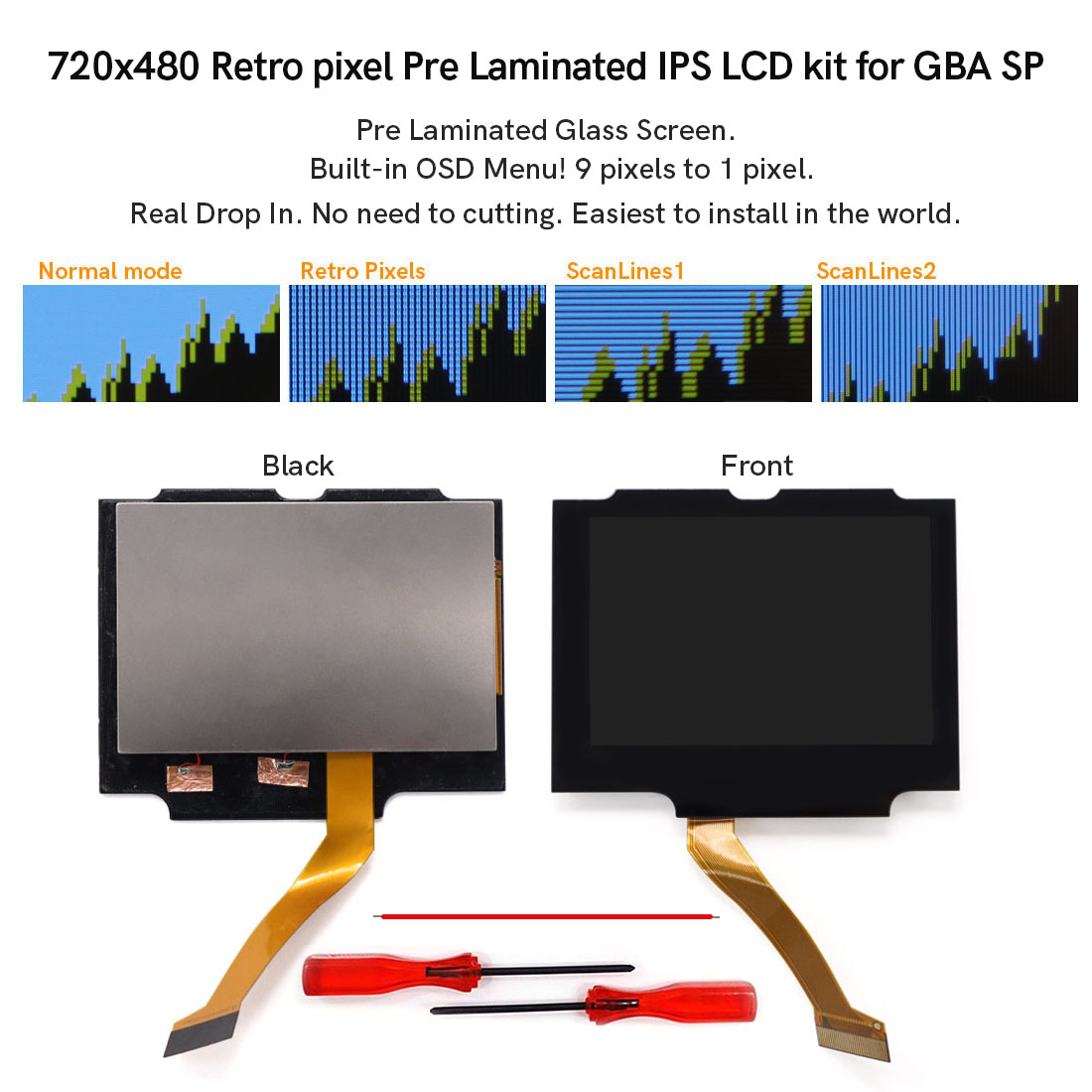 AliExpress For  GBA SP V5  720x480 Retro pixel 3.0 inch Laminated IPS LCD kit for Gameboy Advance Sp  screen display  Desaturation OSD Menu
