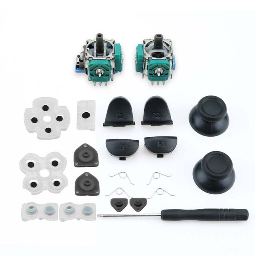 AliExpress For PS4 Controller Repair Set L1 R1 L2 R2 Trigger Buttons 3D Analog Joysticks Thumb Sticks Cap Conductive Rubber Screwdriver Kit, view 4
