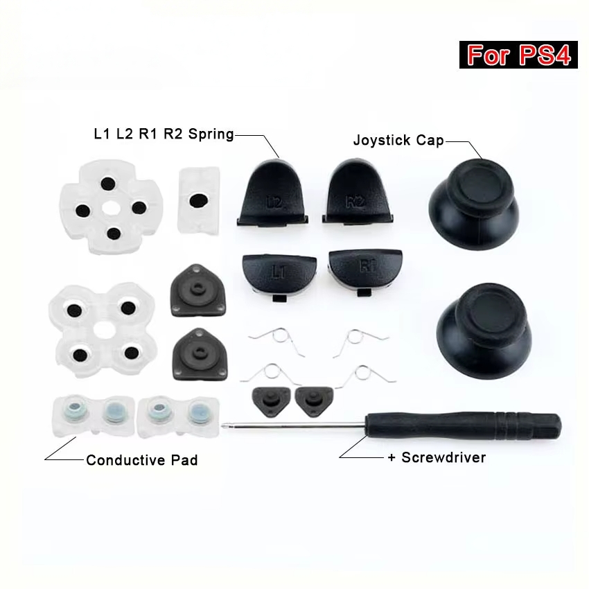 AliExpress For PS4 Controller Repair Set L1 R1 L2 R2 Trigger Buttons 3D Analog Joysticks Thumb Sticks Cap Conductive Rubber Screwdriver Kit, view 5