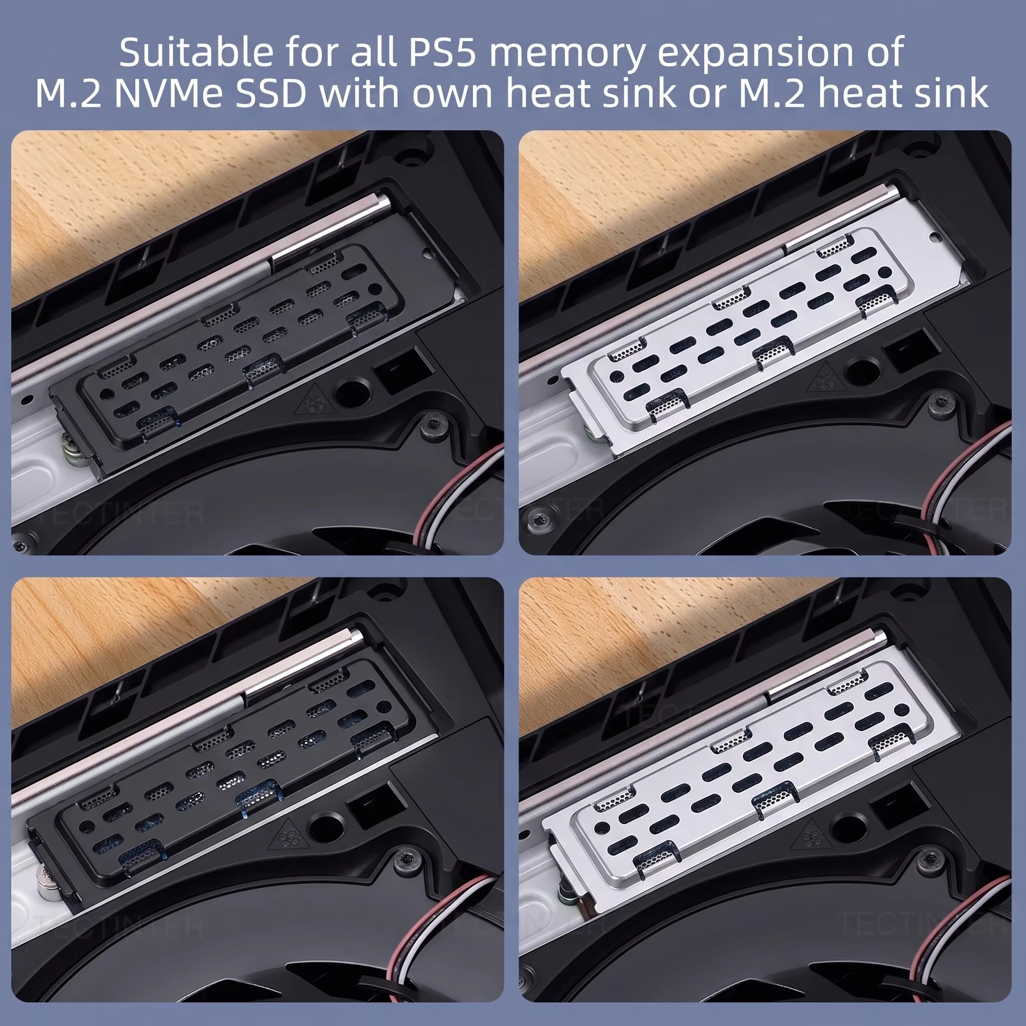 AliExpress For PS5 Slim/Pro Console SSD Heatsink Dust Cover M.2 SSD Extension Slot Heat Dissipation Breathable Hole Aluminum Heat Case, view 6