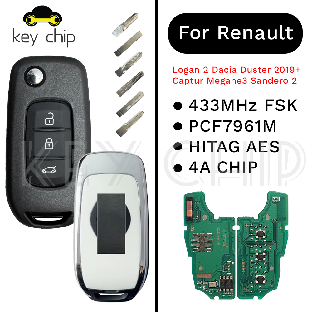 AliExpress For Renault Kadjar Captur Megane 3 Symbol Logan 2 Sandero 2 Dacia Duster CWTWB1G767 Flip Remote Key 433MHz PCF7961M 4A