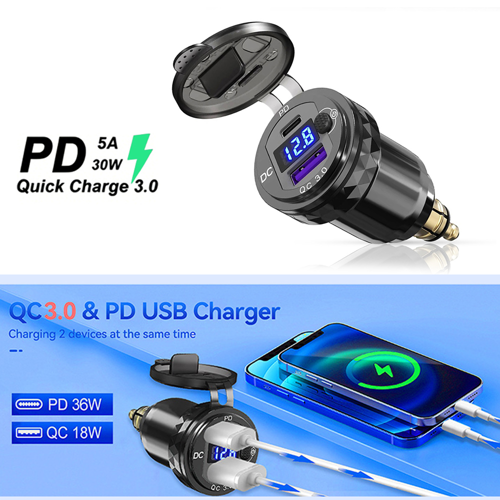 AliExpress For Triumph Tiger 900 For BMW R1250GS R1300GS Motorcycle 36W PD3.0 QC3.0 USB Type C PD Fast Charger Power Adapter Hella DIN Plug