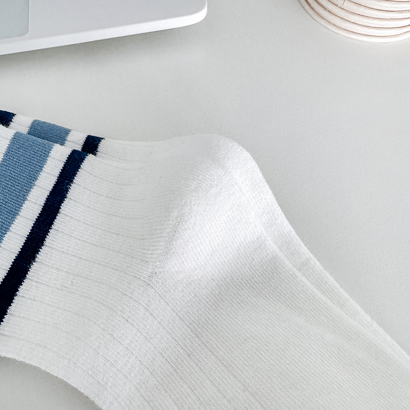 AliExpress Four Pairs of Children's Socks for Spring and Autumn, Striped Versatile Style, Mid-Calf Socks with a School Style., view 5