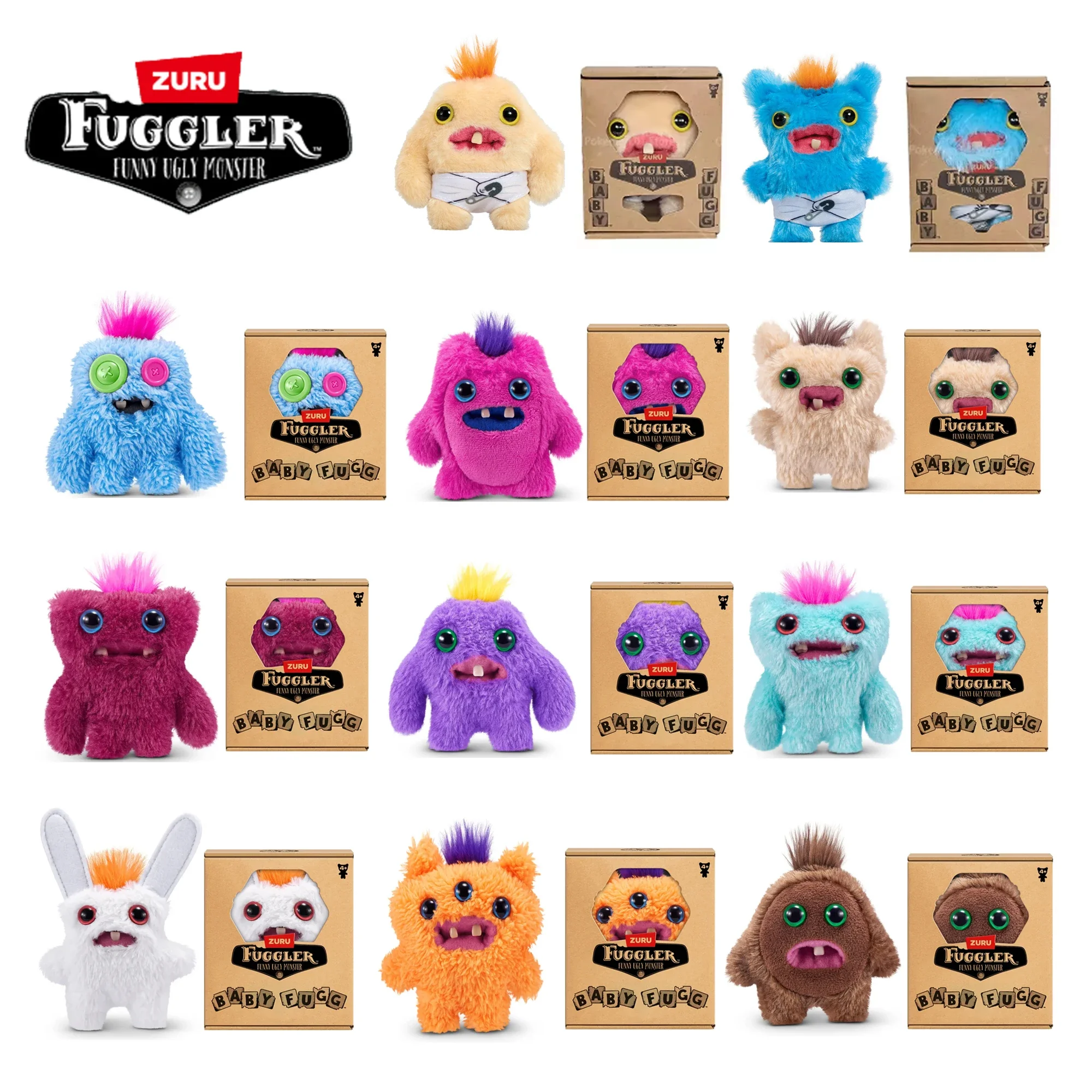 AliExpress Fuggler Ugly Teeth Monsters Plush Toys Fuggler Baby Cartoon Wide Eyed Weirdo Rabbit Peluche Kawaii Multicolor Peluche Doll 8-9CM