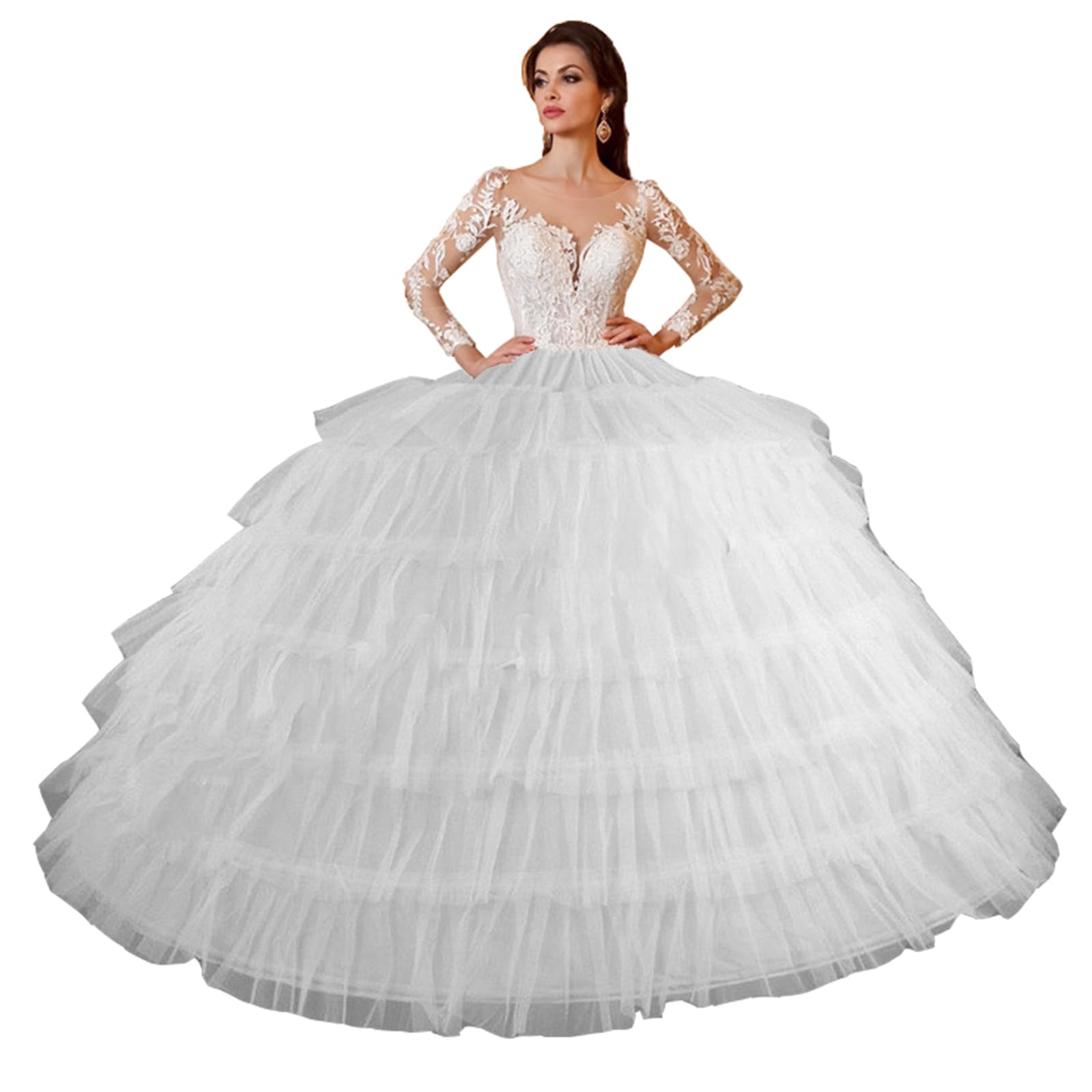 AliExpress Full White Ball Gown Hoops Wedding Accessories Petticoat Underskirt Slips Quinceanera Gown for Wedding Dress, view 2