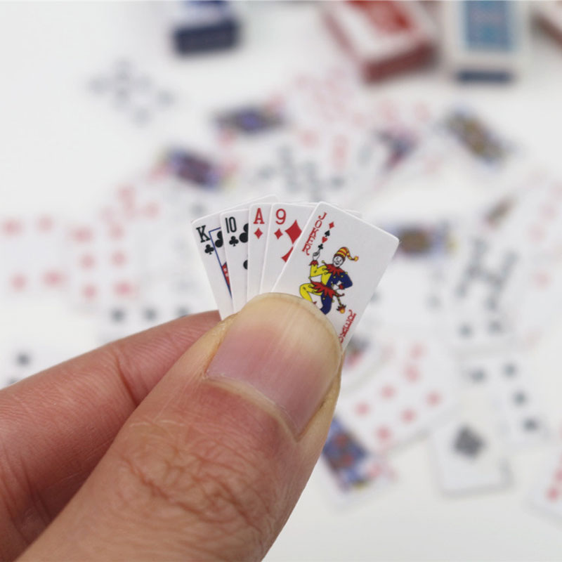 AliExpress Funny Cute Mini Playing Cards Poker Games Super Small Cards Spoof Gifts Travel Toys Prank Props Dollhouse Miniature Poker Card, view 4
