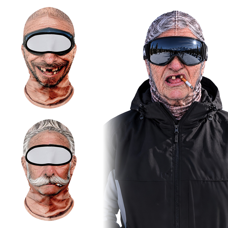 AliExpress Funny Old Man Ski Mask Realistic Face Balaclava Summer Winter 3D Printed Full Face Mask for Skiing Snowboarding Outdoor Sports