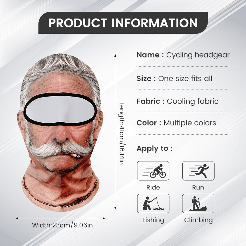 AliExpress Funny Old Man Ski Mask Realistic Face Balaclava Summer Winter 3D Printed Full Face Mask for Skiing Snowboarding Outdoor Sports, view 5