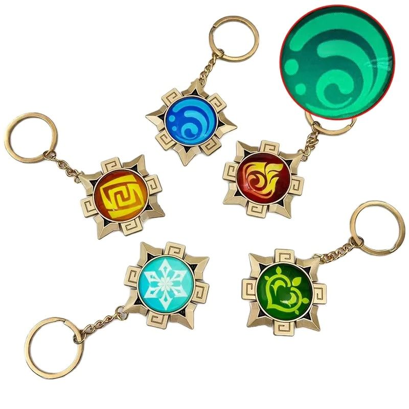 AliExpress Game Impact Vision Fontaine Water God Focalors Lyney and Lynette Keychain Luminous 7 Element Eye Of Original God Toy KeyRing