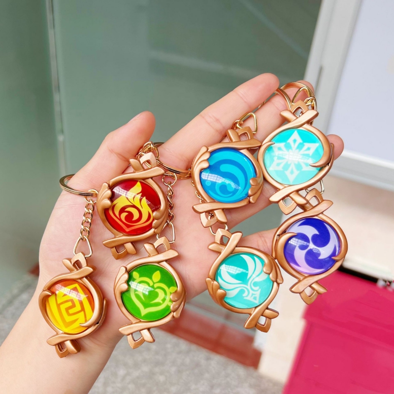 AliExpress Game Impact Vision Fontaine Water God Focalors Lyney and Lynette Keychain Luminous 7 Element Eye Of Original God Toy KeyRing, view 3