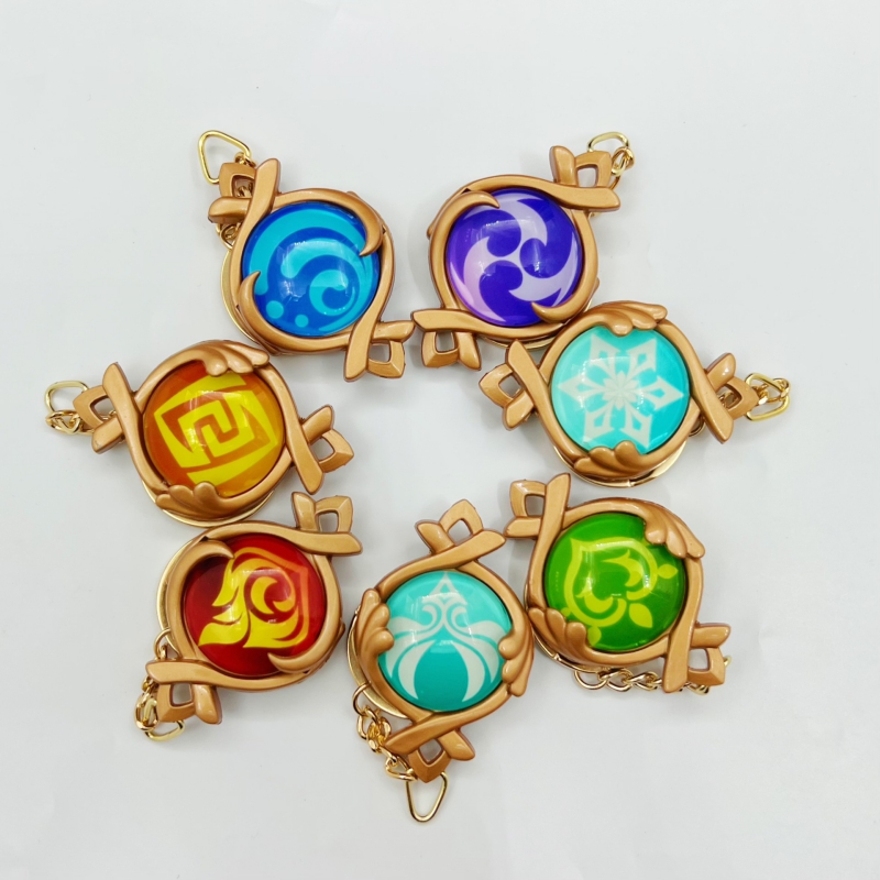 AliExpress Game Impact Vision Fontaine Water God Focalors Lyney and Lynette Keychain Luminous 7 Element Eye Of Original God Toy KeyRing, view 4