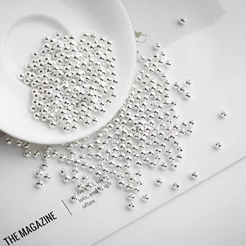 AliExpress 925 Sterling Silver Round Spacer Beads, view 2