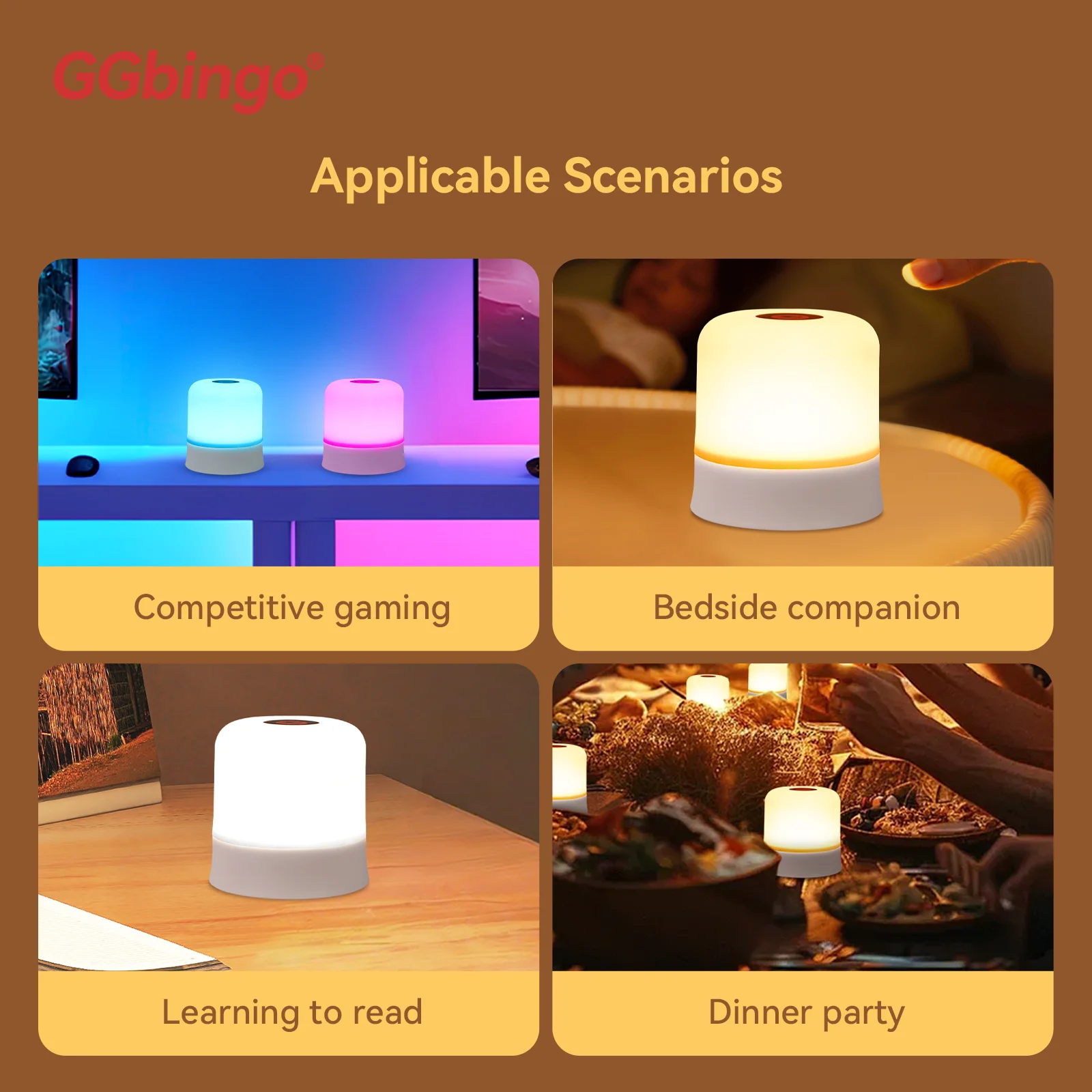 AliExpress GGbingo Touch Night Light Rechargeable Remote Control Night Light RGB Dimmable Table Lamp Ambient Light for Bedroom Living Room, view 3