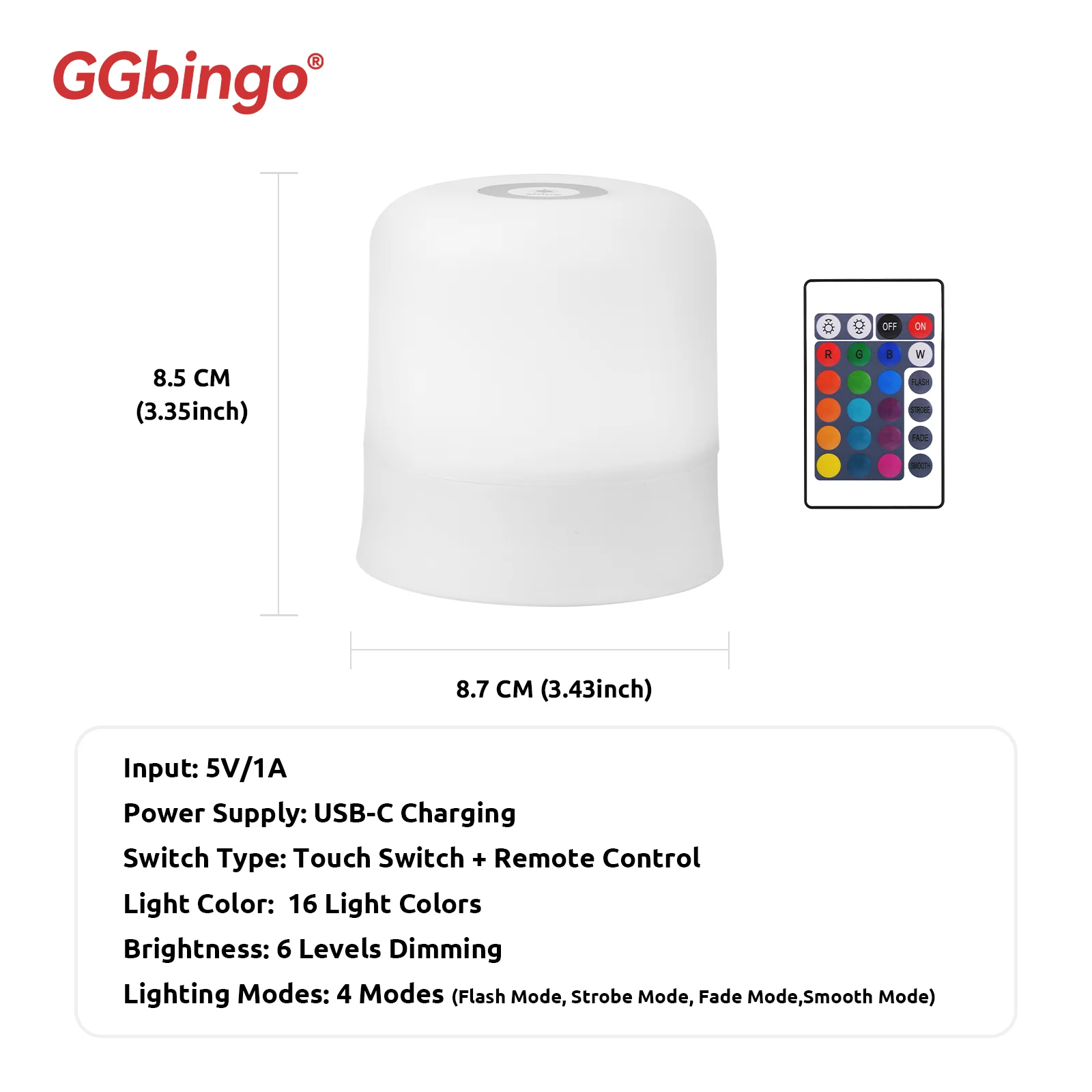 AliExpress GGbingo Touch Night Light Rechargeable Remote Control Night Light RGB Dimmable Table Lamp Ambient Light for Bedroom Living Room, view 4