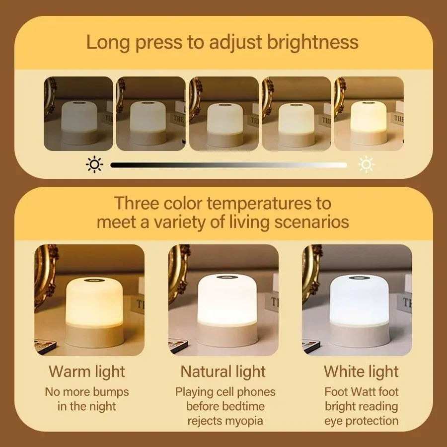 AliExpress GGbingo Touch Night Light Rechargeable Remote Control Night Light RGB Dimmable Table Lamp Ambient Light for Bedroom Living Room, view 6