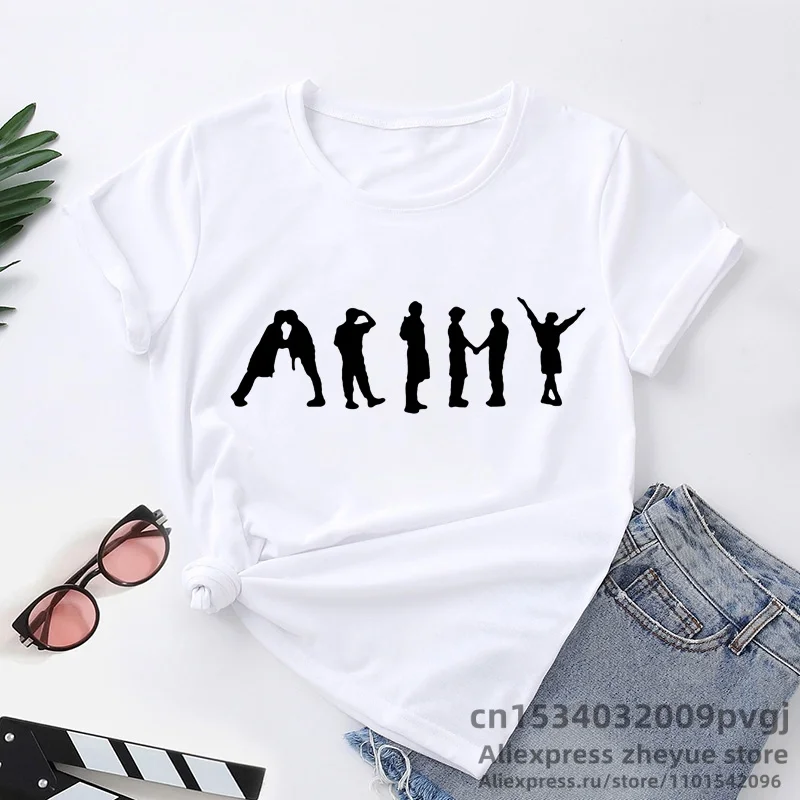 AliExpress Girl Korean Group Top Tee Female CLothes T Shirt Streetwear Women Fashion T-Shirt Aesthetic Clothes, view 3