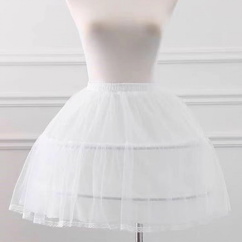 AliExpress Girls Crinoline Petticoat with 2 Hoops Under Skirt Short White Underskirt A-line Ball Gown Petticoats, view 3