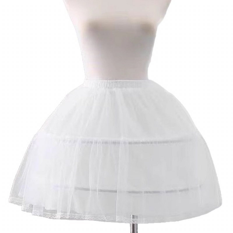 AliExpress Girls Crinoline Petticoat with 2 Hoops Under Skirt Short White Underskirt A-line Ball Gown Petticoats, view 5