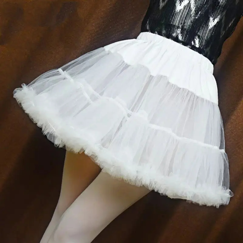 AliExpress Girls Ruffled Short Petticoat Solid White Color Fluffy Bubble Tutu Skirt Puffy Waistband Mini Hoopless Prom Crinoline Underskirt