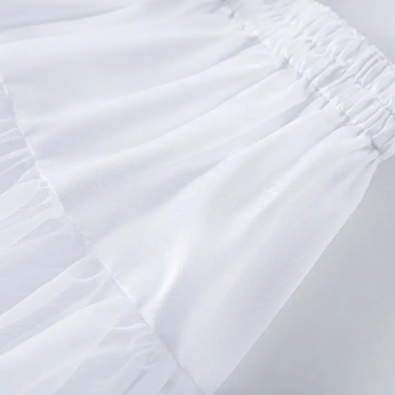 AliExpress Girls Ruffled Short Petticoat Solid White Color Fluffy Bubble Tutu Skirt Puffy Waistband Mini Hoopless Prom Crinoline Underskirt, view 3