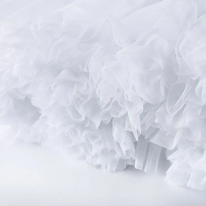 AliExpress Girls Ruffled Short Petticoat Solid White Color Fluffy Bubble Tutu Skirt Puffy Waistband Mini Hoopless Prom Crinoline Underskirt, view 4