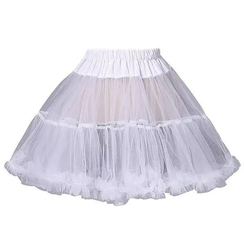 AliExpress Girls Ruffled Short Petticoat Solid White Color Fluffy Bubble Tutu Skirt Puffy Waistband Mini Hoopless Prom Crinoline Underskirt, view 5