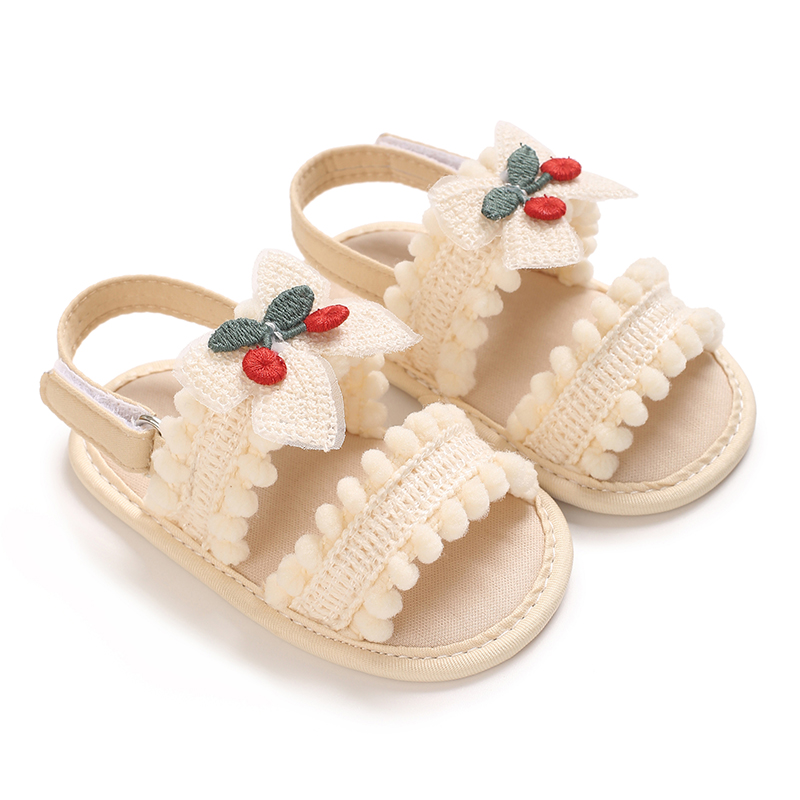 AliExpress Girls' summer sandals 0-18 months old, cute bow cherry decoration, soft sole, breathable, casual and comfortable, view 2