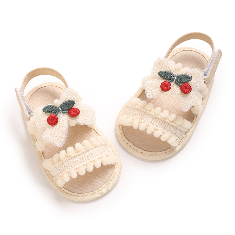 AliExpress Girls' summer sandals 0-18 months old, cute bow cherry decoration, soft sole, breathable, casual and comfortable, view 3