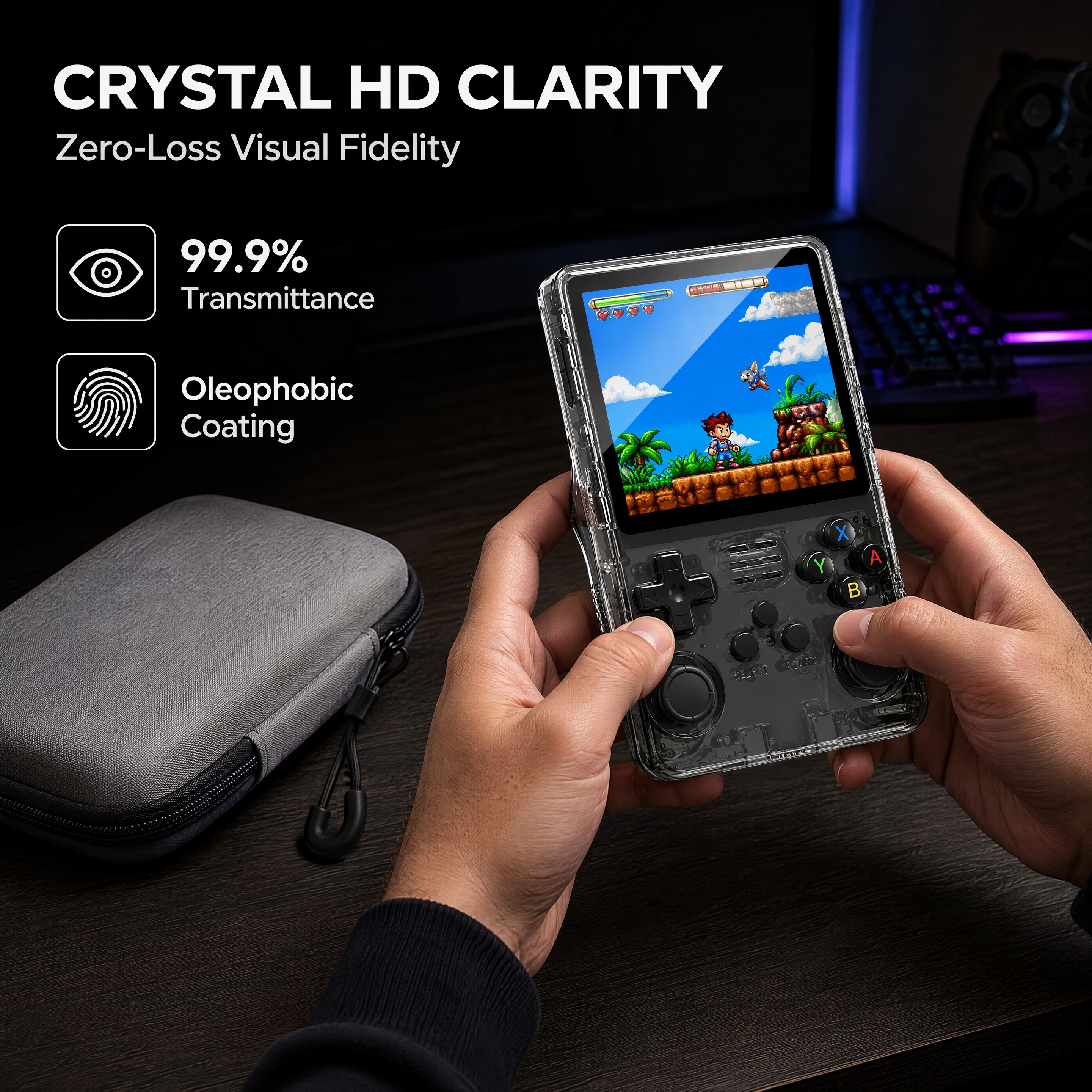AliExpress Glass+Bag for R36S/R35S Screen Protector Tempered Glass Film & EVA Portable Storage Case R36S Console Protector Accessories Set, view 6