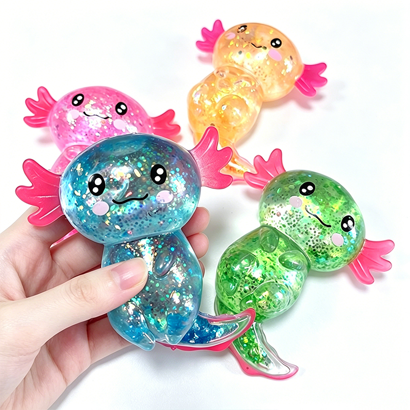 AliExpress Glitter Maltose Axolotl Squishy Squeeze Toy Cute Fun Anxiety Relief Salamander Slow-rebound Stress Balls Fidgets Toys